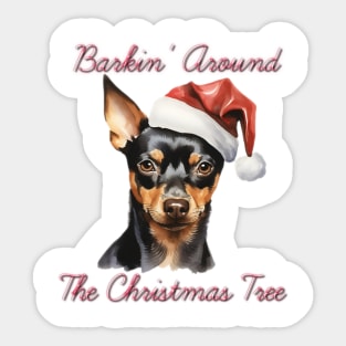 Christmas Miniature Pinscher Dog in Santa Hat Sticker